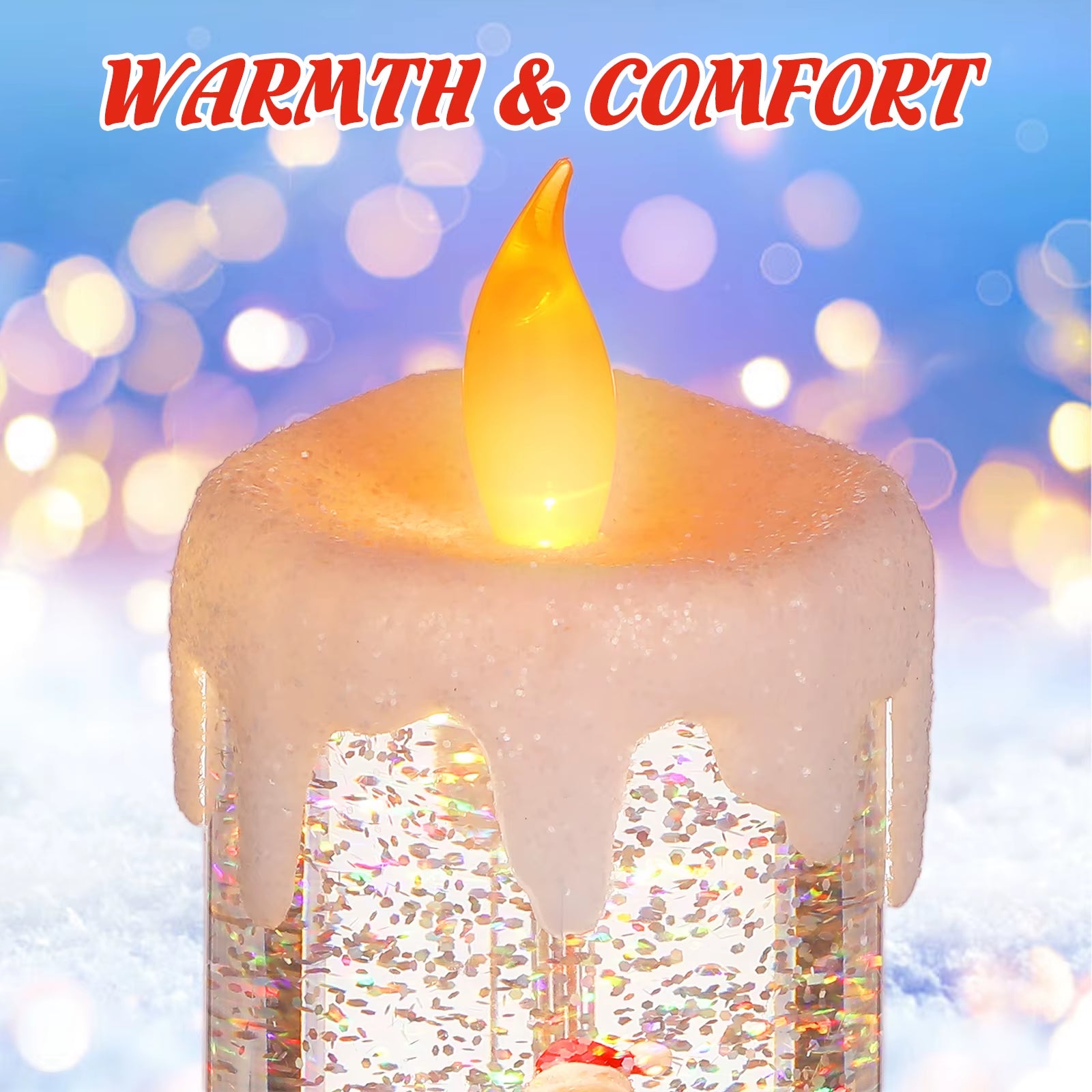 1Pc Christmas Led Candle Lamp Usb Charging Candle Led Night Light Water-Filled Visual Effect Music Box Lamp Desktop Decoration